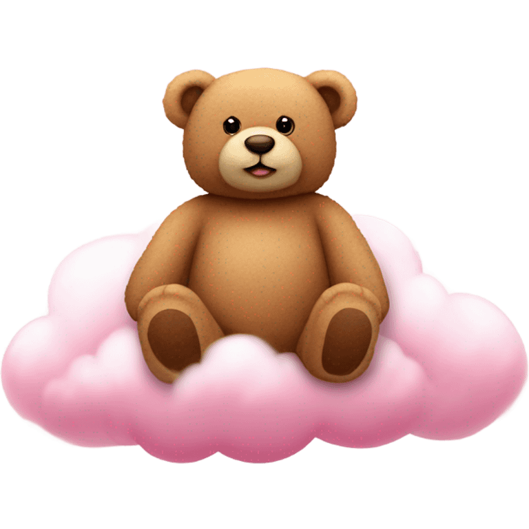 Teddy bear sitting on pink clouds emoji