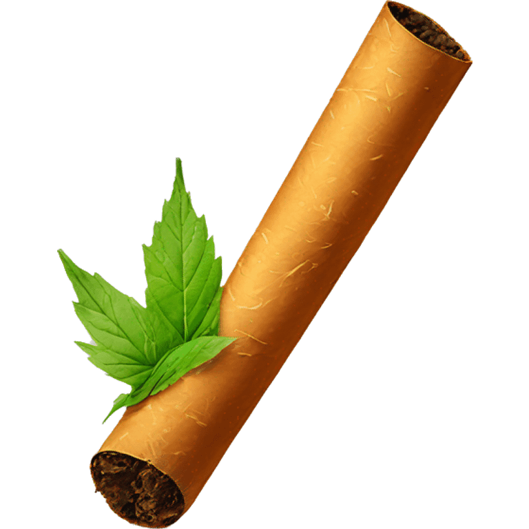 Brown cigarette with green tobacco inside emoji