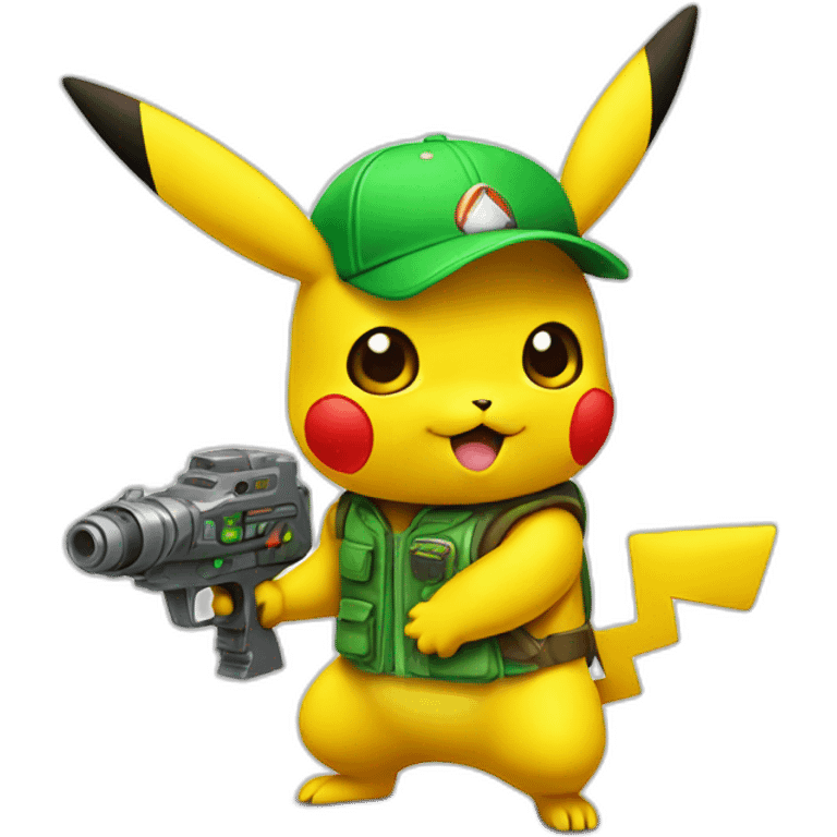 pikachu holding green raygun emoji