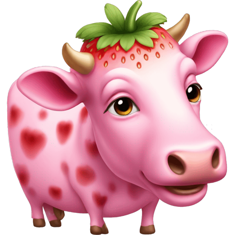 Pink strawberry cow emoji