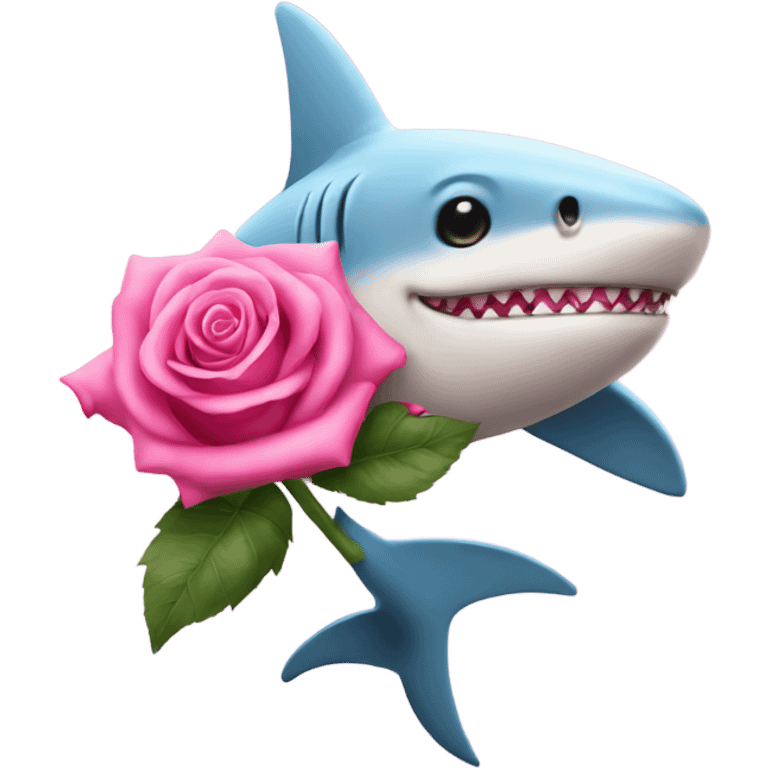 pink shark holding a rose emoji