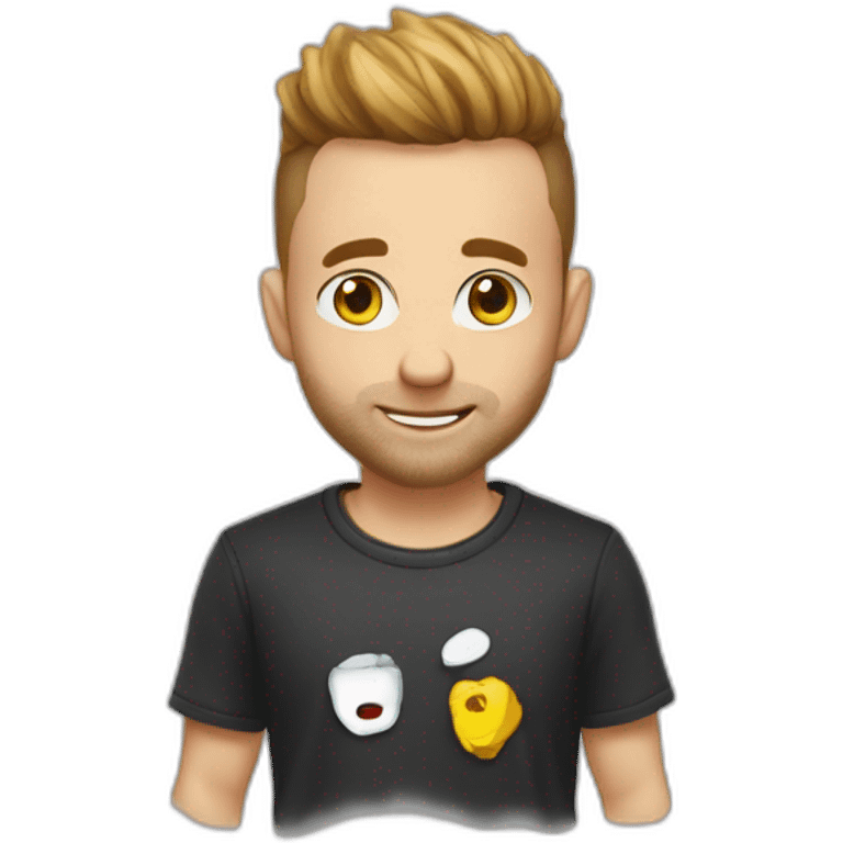 squeezie avec un tee shirt ou il y a ecrit "cramptésé" emoji