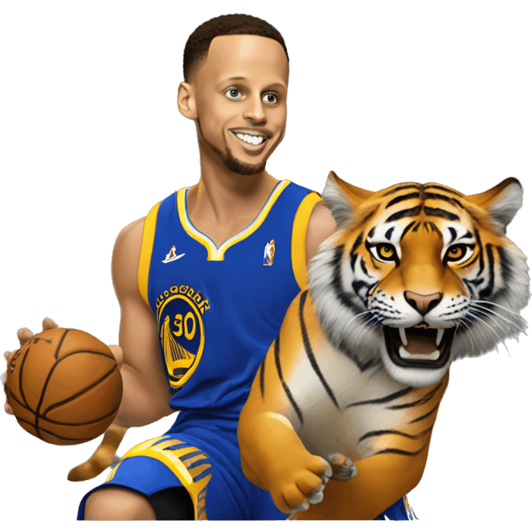 Steph curry riding a tiger  emoji