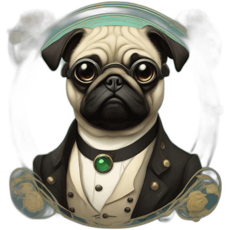 A cyberpunk pug in Art Nouveau style during 1910 emoji