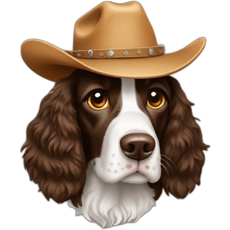 Springer spaniel wearing a cowboy hat emoji