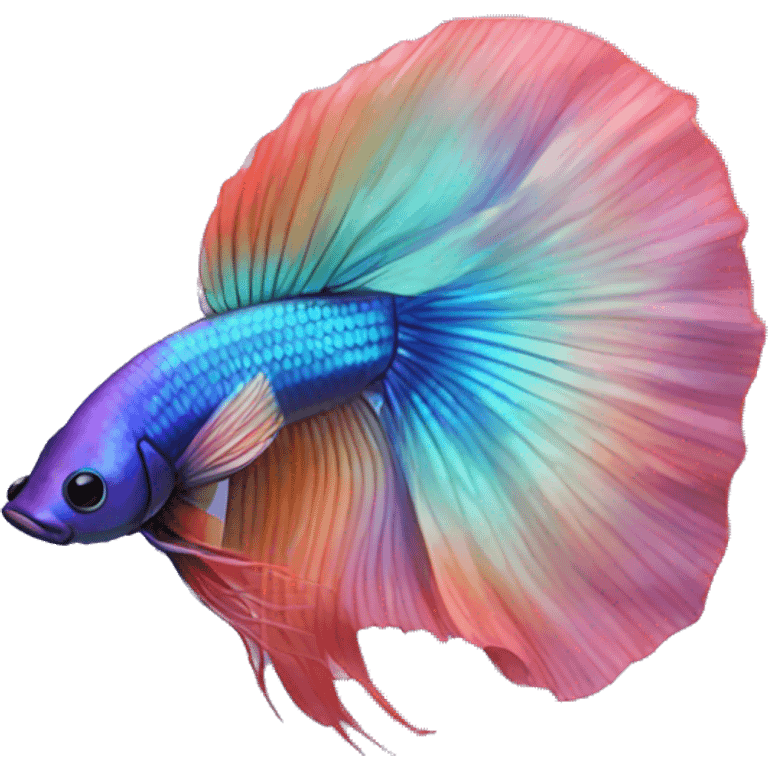 iridescent long fin betta with big long tail emoji