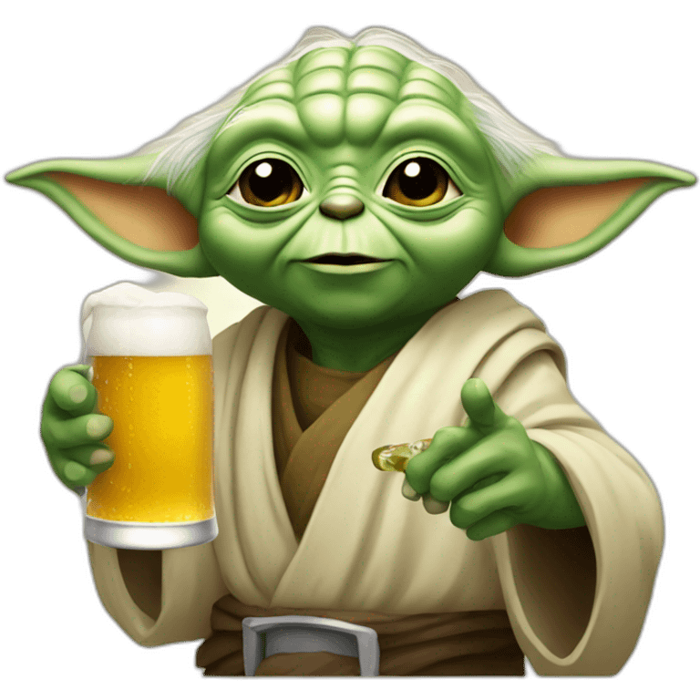 Yoda holding a beer emoji