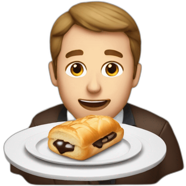 macron eating pan au chocolate emoji