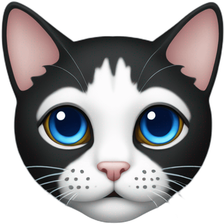 Esqueleto-gato-negro-ojos azules emoji