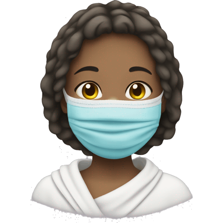 Girl wearing a Face Mask and a towel  emoji