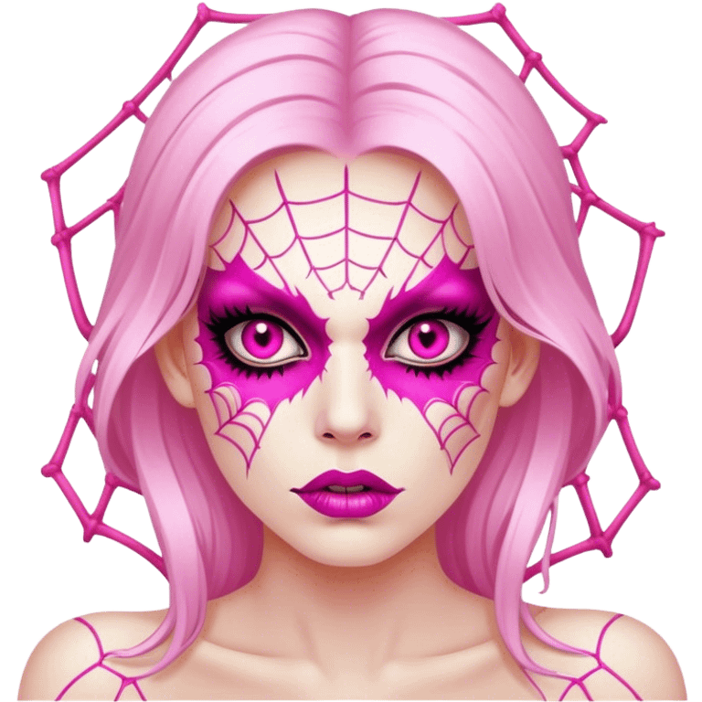 lady monster pink glam spiderweb make up face  emoji