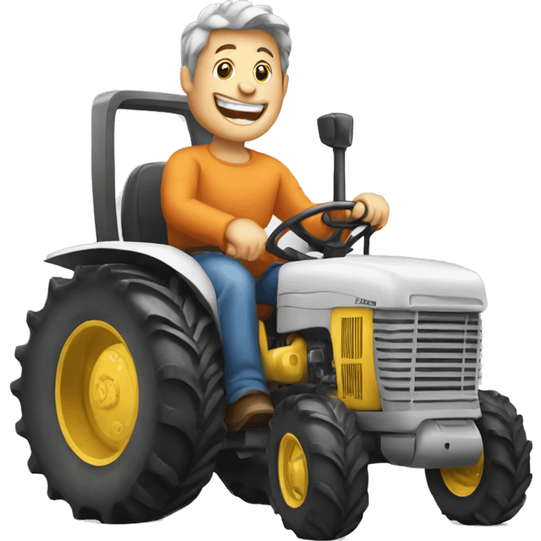 happy person driving giant tractor emoji