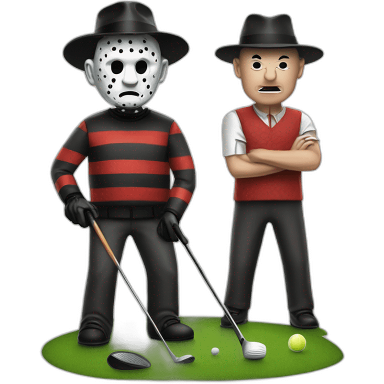 Freddy Kruger  and pinhead playing golf emoji