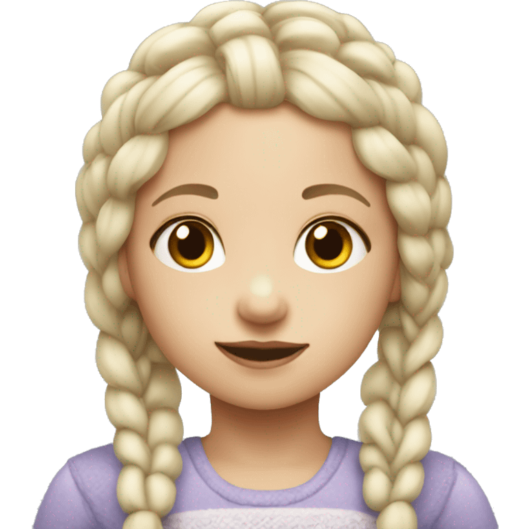 Little girl with white skin braided hair emoji