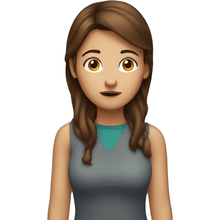 Girl with brown hair who is confused emoji