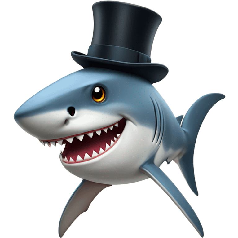 Shark with a top hat emoji