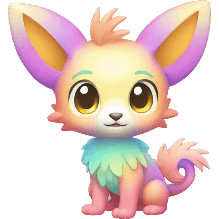 Cute cool pastel gradient shiny colorful animal hybrid Fakemon full body emoji