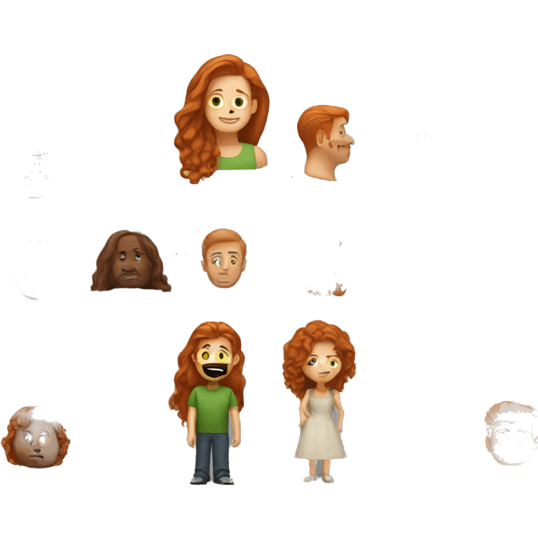  ginger hair man and brown long hair woman emoji