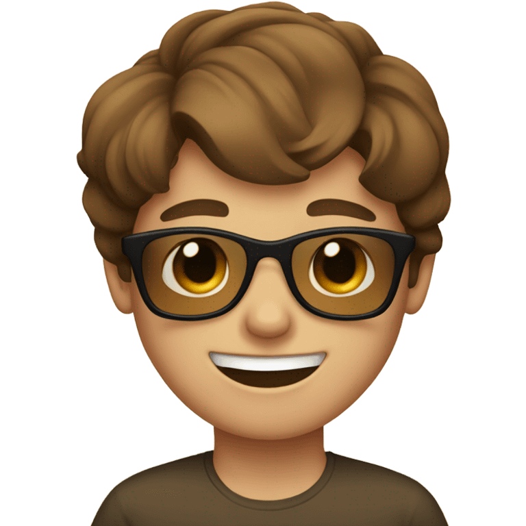 smiling boy with brown hair with sunglasses emoji