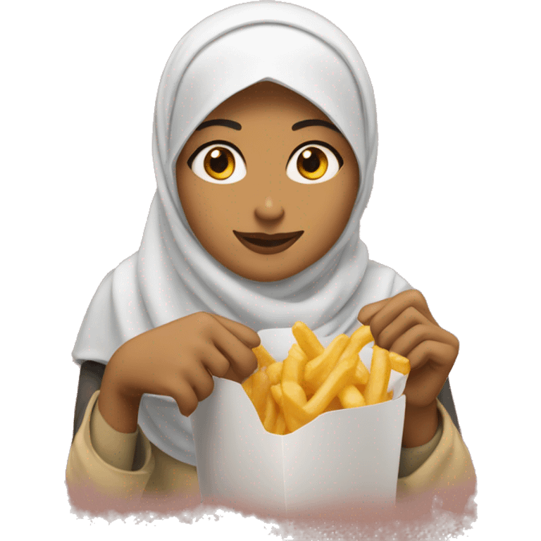 hijabi girl eating mcdonalds fries  emoji