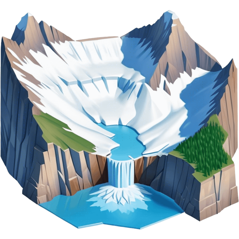 isometric exterior view glacier national park, grinnell glacier emoji