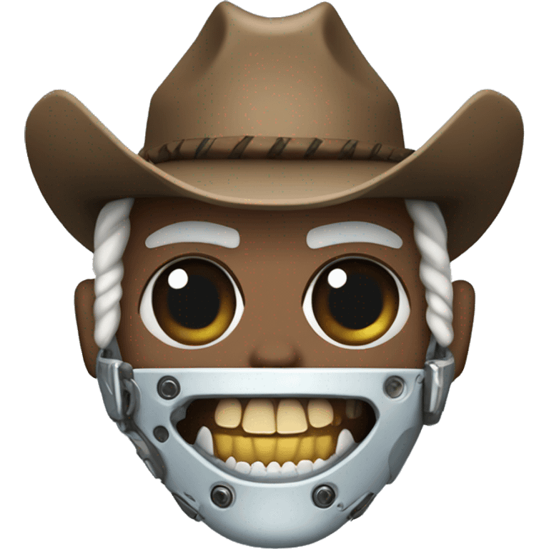 Cyborg cowboy with shark teeth emoji