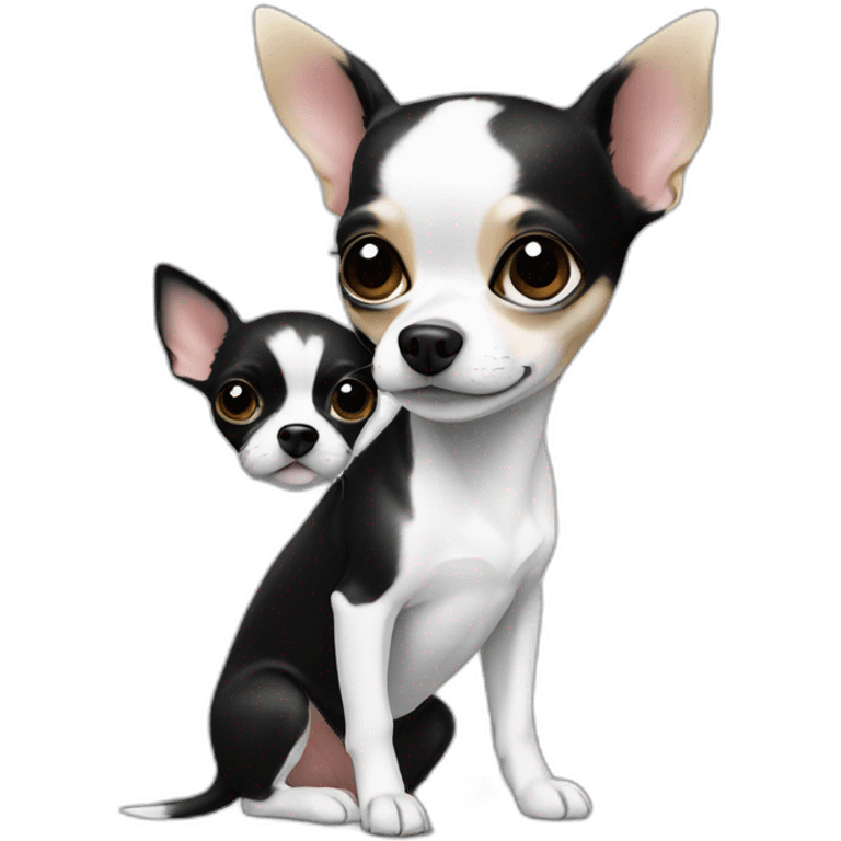 Chihuahua black and white with girl emoji