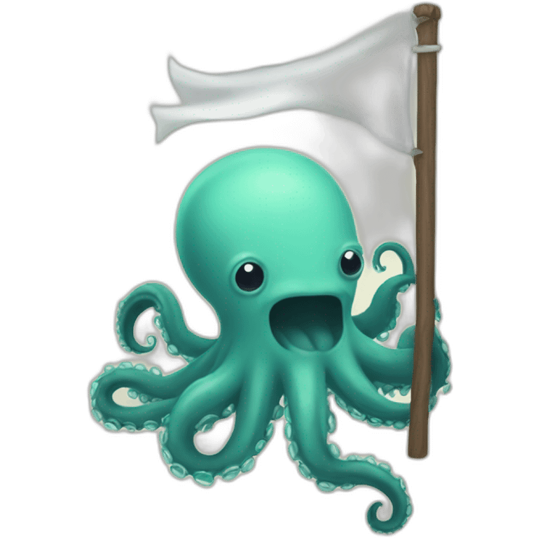 cute kraken hanging a white flag emoji