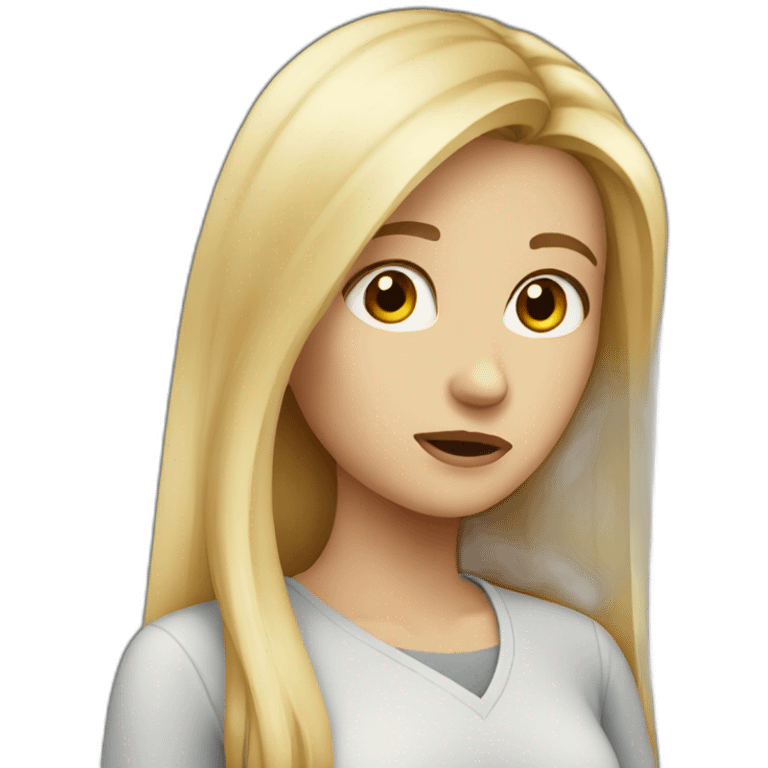 Lady long blonde hair confused at maths emoji