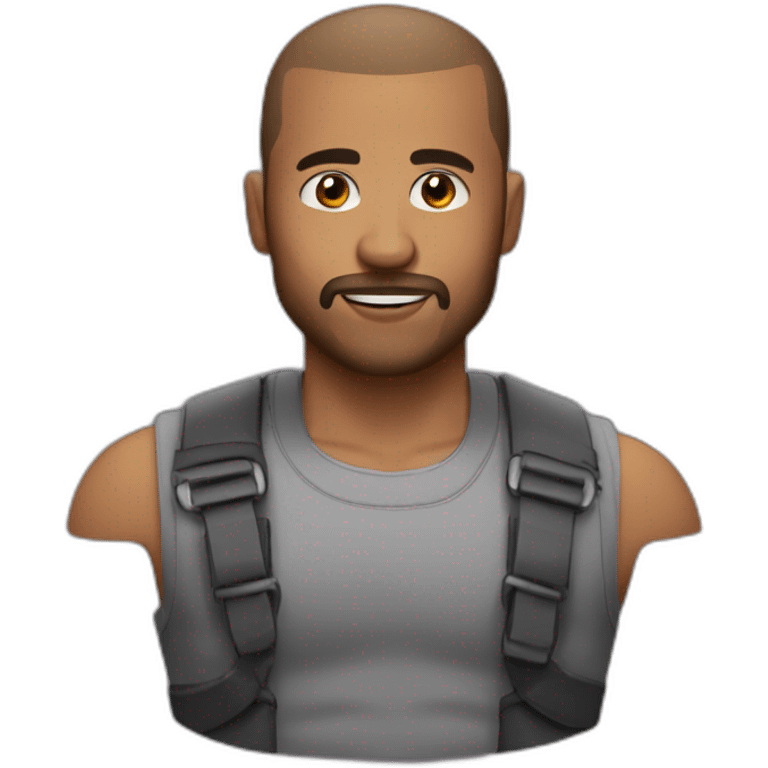 brown man muscle buzz cut with beard emoji