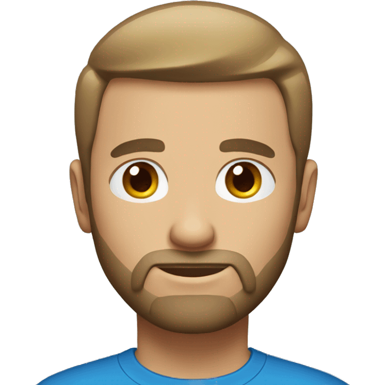 man with short hair short beard blue eyes red tshirt emoji