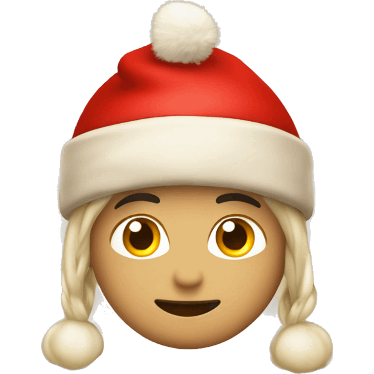 Corazón beige con gorro navideño emoji