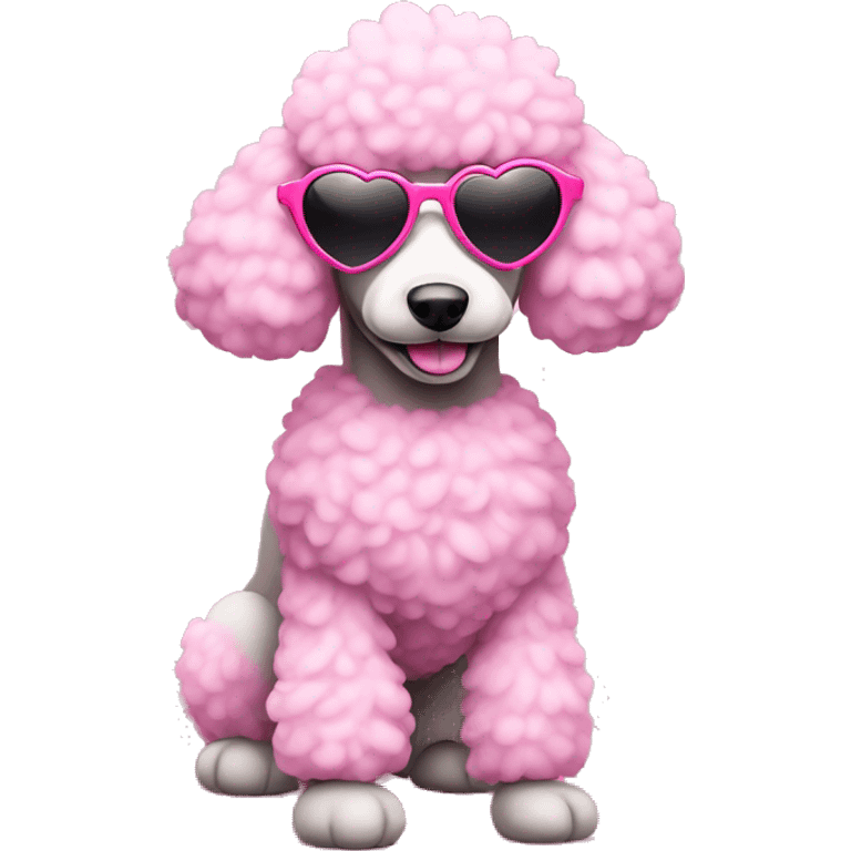 Pink poodle full body with heart sunglasses  emoji