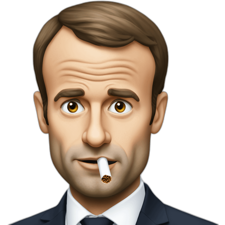 Emmanuel Macron qui fume une cigarette  emoji