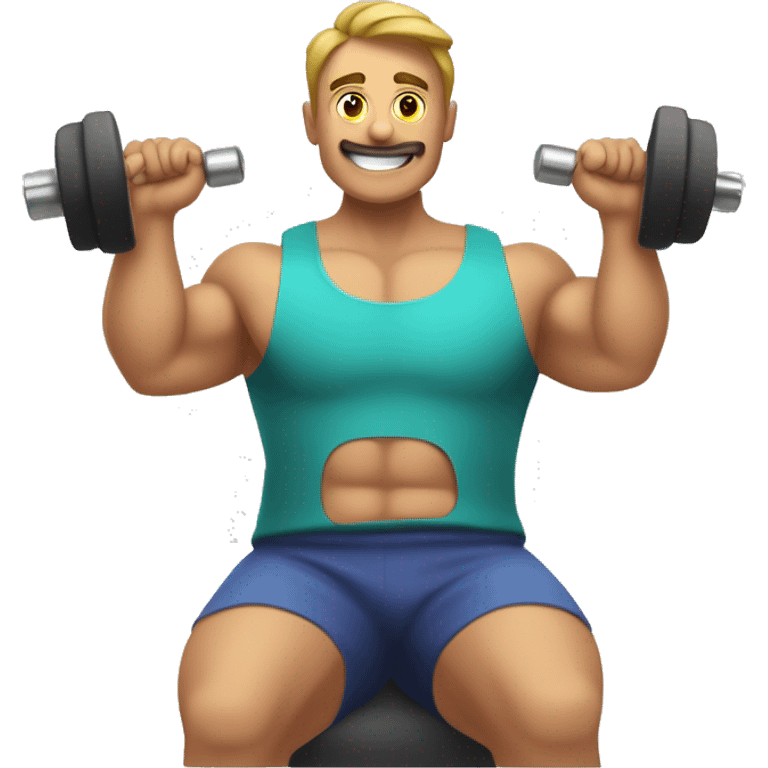 hombre con buen fisico entrenando en el gimnasio emoji