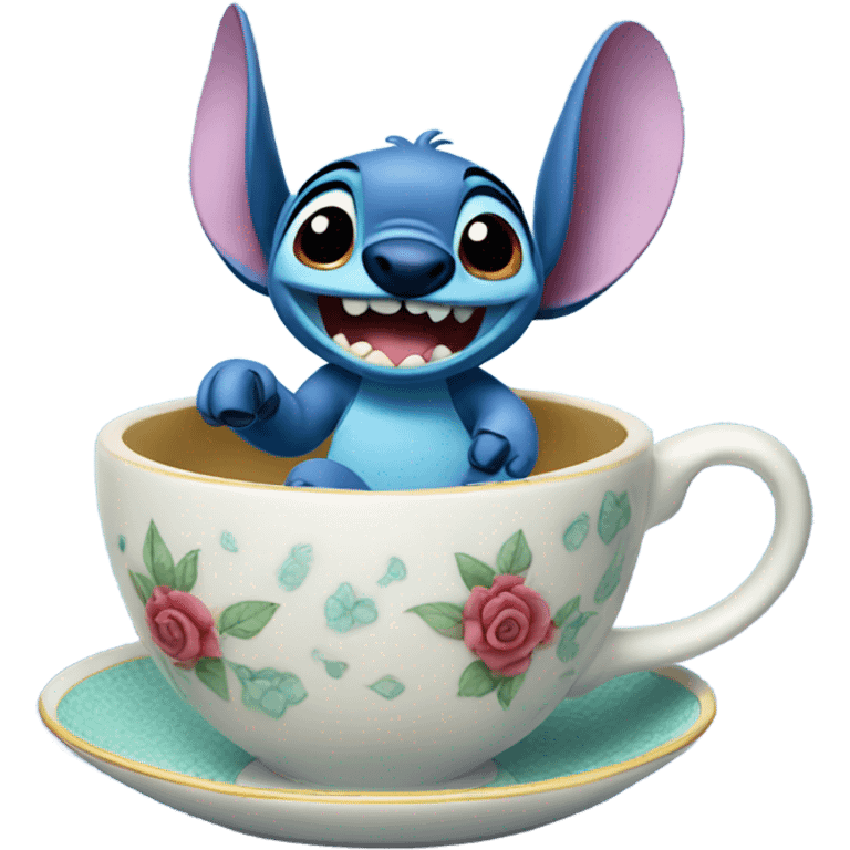 Stitch riding a Disney teacup  emoji