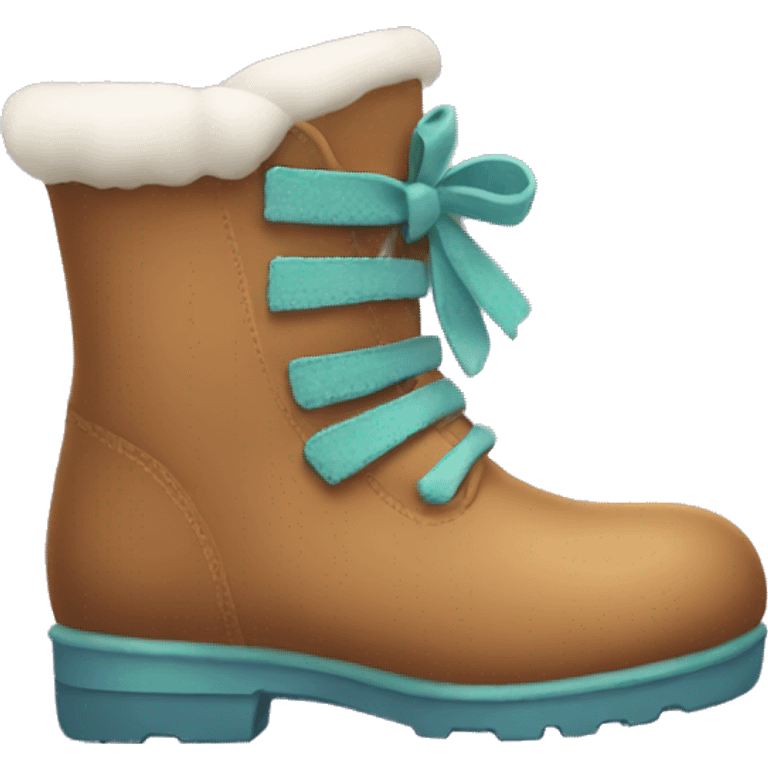 cute pair of winter boots with little bows in the back emoji