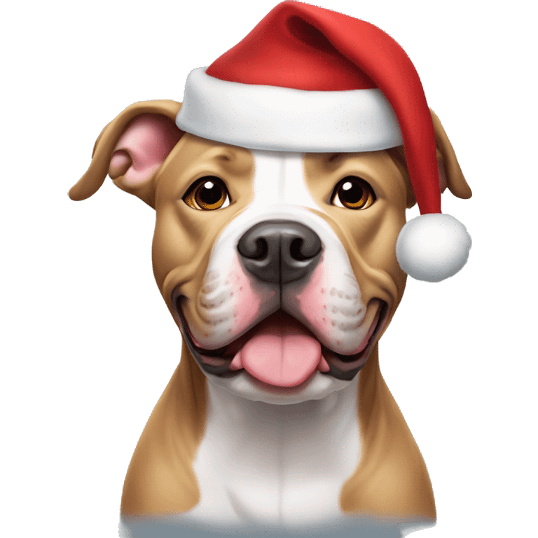 Pit bull wearing Santa hat emoji