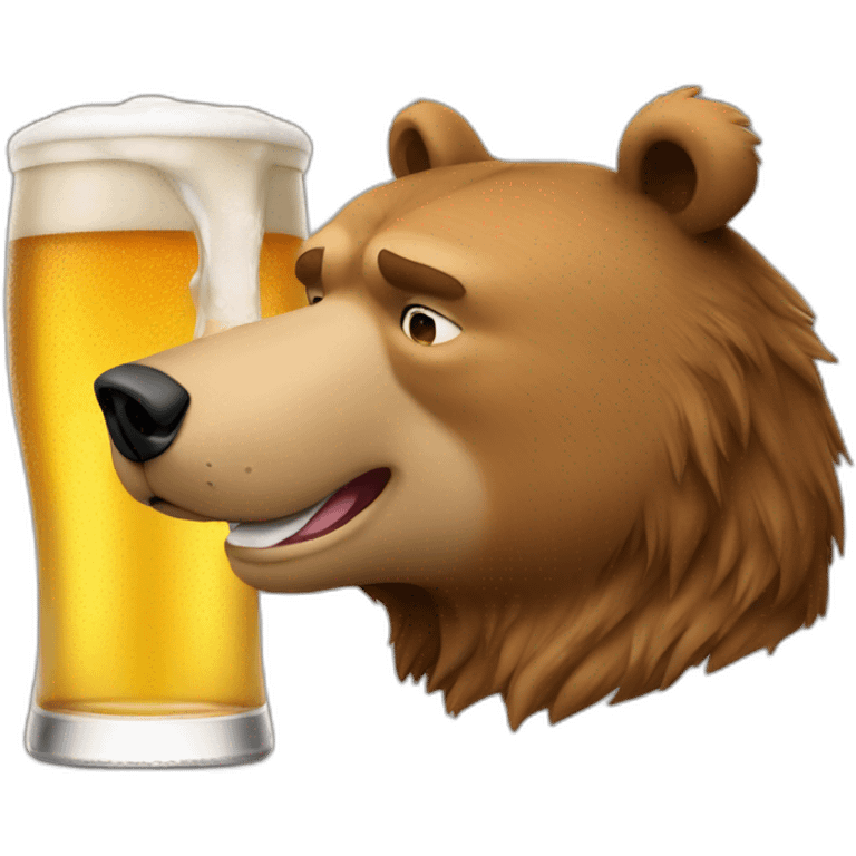 Brad Pitt drinking a beer with a bear  emoji