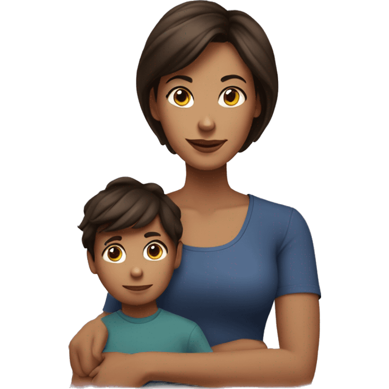 Brunette Mom with son emoji