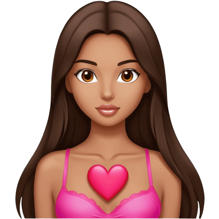 victoria’s secret model with long brunette straight hair heart emoji