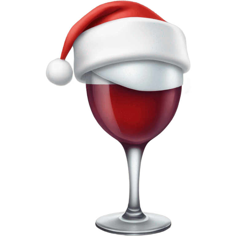 Wine glass with a Santa hat emoji