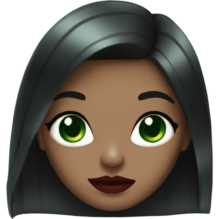 Girl with black Hair red lips Green eyes Long lashes  emoji