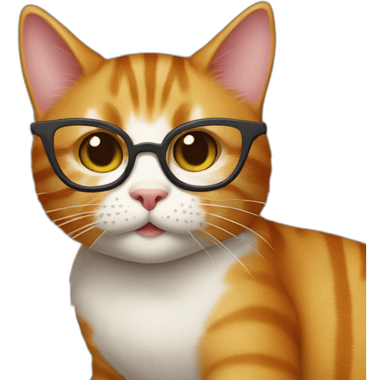 Ginger striped cat with nerd glasses and finger pointed up emoji