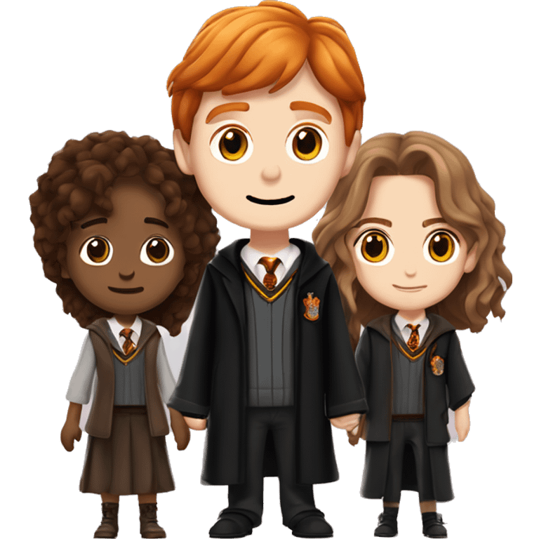 harry potter and hermione granger and ron weasley standing together emoji