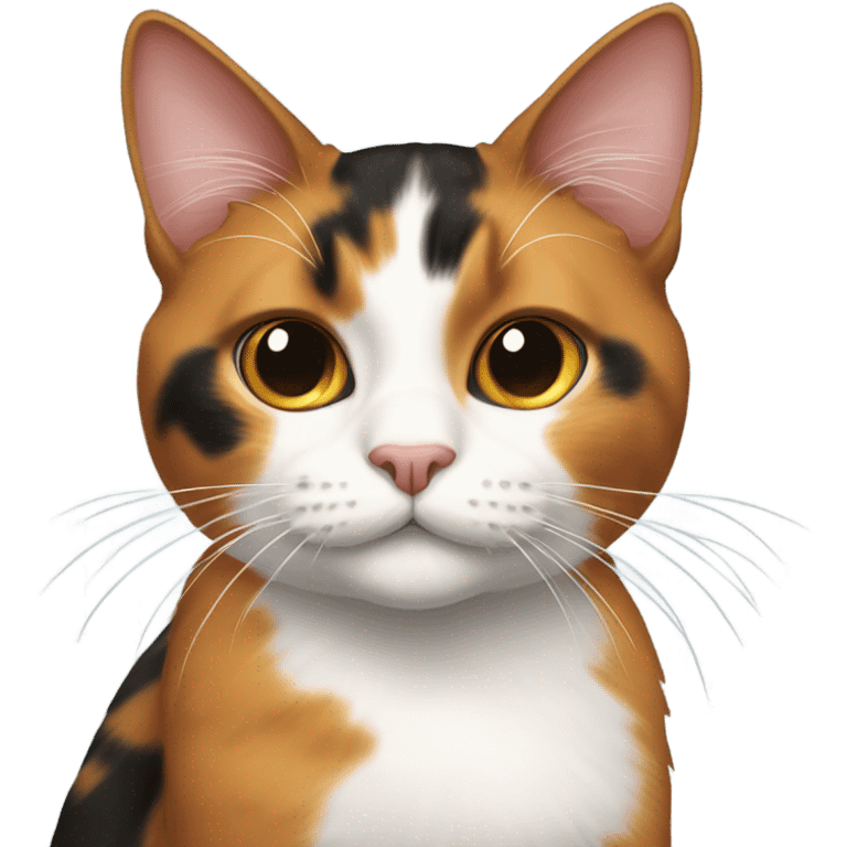 A calico girl cat with lashes emoji