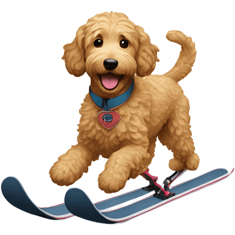 Goldendoodle skiing emoji