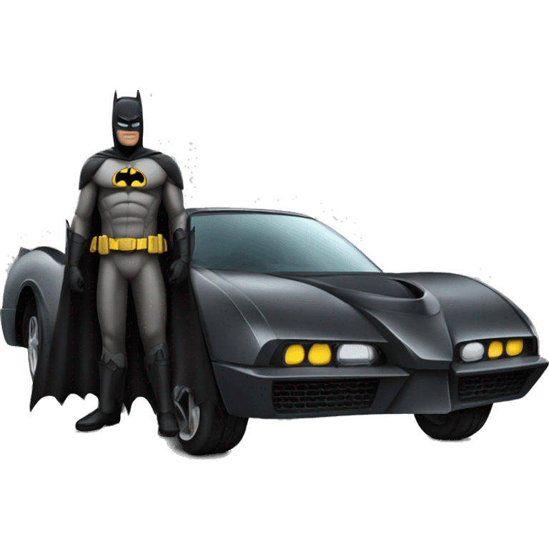 Batman with car emoji