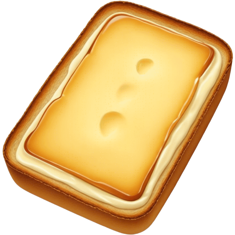 Cinematic warm toasted bread, golden-brown edges, butter melting into the surface, slightly crispy texture, simple and comforting, warm glowing background, inviting and homely. emoji