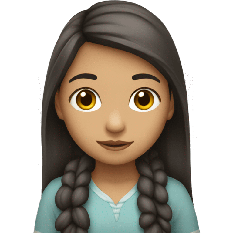 niña con pelo largo moreno y pecas emoji